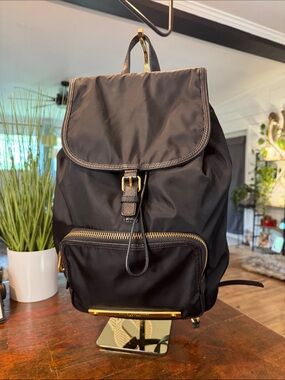 Marc by Marc Jacobs Black Nylon Backpack with Gold Hardware